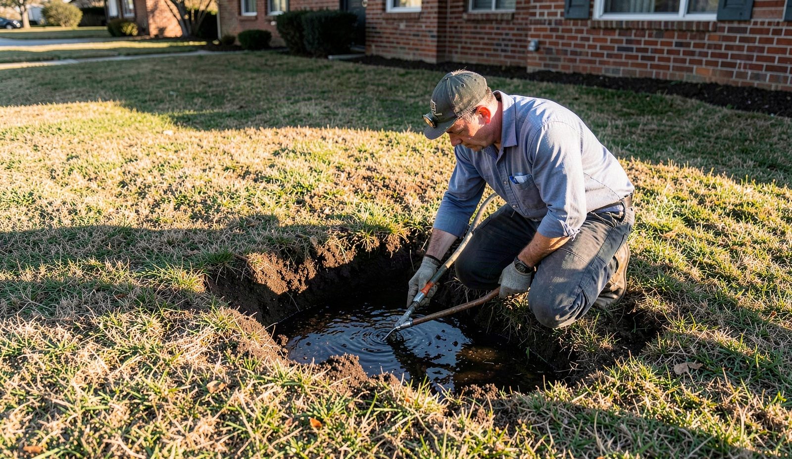 Wet Spots in Yard in Fort Worth TX 76105