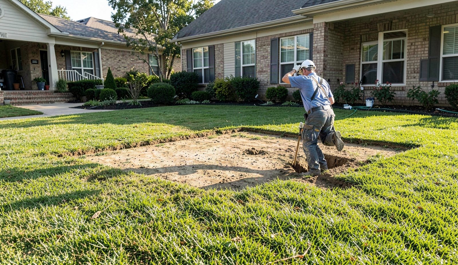 Wet Spots in Yard in Fort Worth TX 76105